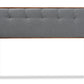 baxton studio palina mid century modern dark grey fabric upholstered walnut brown finished wood king size headboard | Modish Furniture Store-3