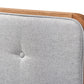 Baxton Studio Palina Mid-Century Modern Light Grey Fabric Upholstered Walnut Brown Finished Wood Full Size Headboard | Headboards | Modishstore - 4