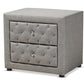 baxton studio lepine modern and contemporary gray fabric upholstered 2 drawer wood nightstand | Modish Furniture Store-2
