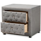 baxton studio lepine modern and contemporary gray fabric upholstered 2 drawer wood nightstand | Modish Furniture Store-3