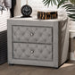 Baxton Studio Lepine Modern and Contemporary Gray Fabric Upholstered 2-Drawer Wood Nightstand | Modishstore | Nightstands