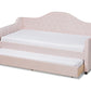 baxton studio perry modern and contemporary light pink velvet fabric upholstered and button tufted twin size daybed with trundle | Modish Furniture Store-3