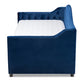 Baxton Studio Perry Modern and Contemporary Royal Blue Velvet Fabric Upholstered and Button Tufted Queen Size Daybed with Trundle | Daybeds | Modishstore - 4