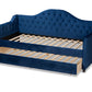 Baxton Studio Perry Modern and Contemporary Royal Blue Velvet Fabric Upholstered and Button Tufted Twin Size Daybed with Trundle | Daybeds | Modishstore - 5