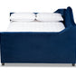 Baxton Studio Perry Modern and Contemporary Royal Blue Velvet Fabric Upholstered and Button Tufted Twin Size Daybed with Trundle | Daybeds | Modishstore - 6