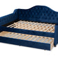 Baxton Studio Perry Modern and Contemporary Royal Blue Velvet Fabric Upholstered and Button Tufted Twin Size Daybed with Trundle | Daybeds | Modishstore - 7