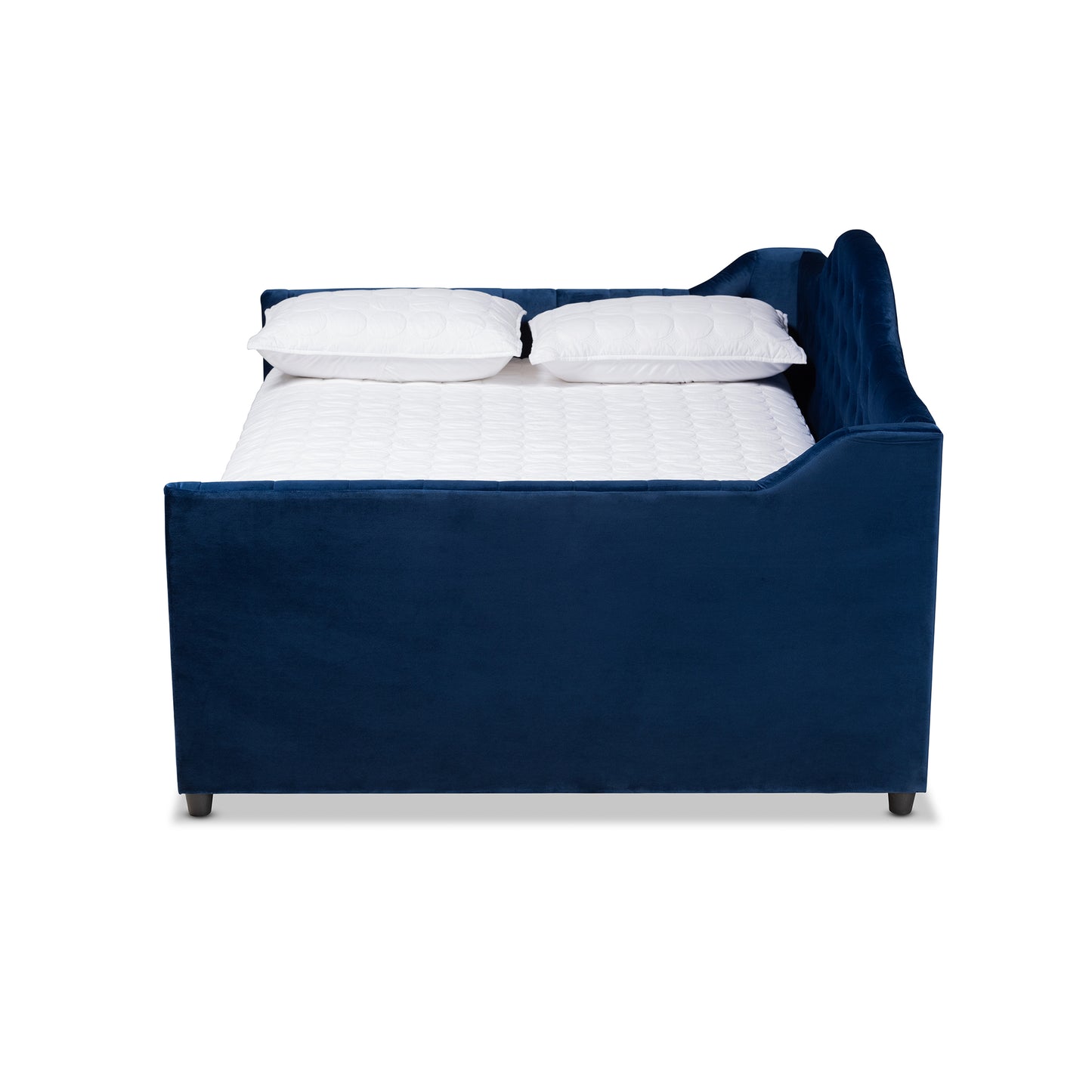 Baxton Studio Perry Modern and Contemporary Royal Blue Velvet Fabric Upholstered and Button Tufted Queen Size Daybed | Daybeds | Modishstore - 2