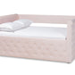 baxton studio amaya modern and contemporary light pink velvet fabric upholstered full size daybed | Modish Furniture Store-2