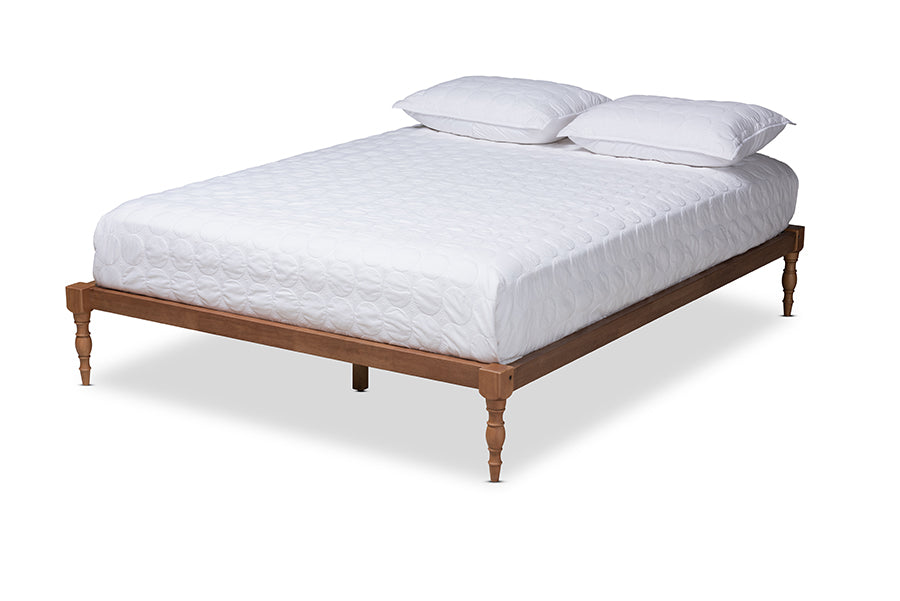 baxton studio iseline modern and contemporary walnut brown finished wood queen size platform bed frame | Modish Furniture Store-2