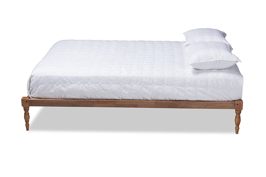 baxton studio iseline modern and contemporary walnut brown finished wood full size platform bed frame | Modish Furniture Store-3