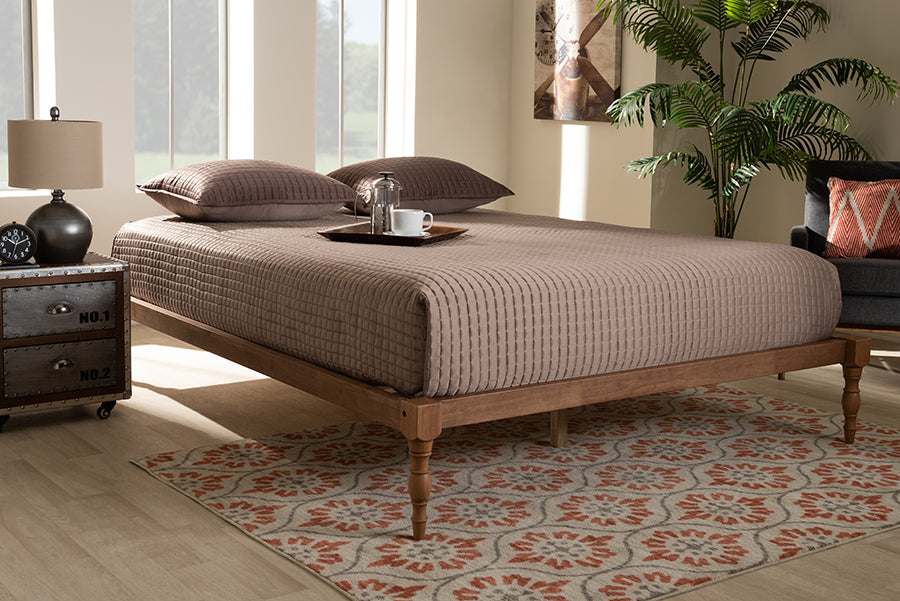 Baxton Studio Iseline Modern and Contemporary Walnut Brown Finished Wood Queen Size Platform Bed Frame | Modishstore | Beds