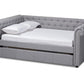 baxton studio mabelle modern and contemporary gray fabric upholstered queen size daybed with trundle | Modish Furniture Store-2