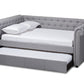 baxton studio mabelle modern and contemporary gray fabric upholstered queen size daybed with trundle | Modish Furniture Store-3