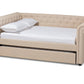 baxton studio mabelle modern and contemporary beige fabric upholstered full size daybed with trundle | Modish Furniture Store-2