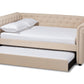 baxton studio mabelle modern and contemporary beige fabric upholstered full size daybed with trundle | Modish Furniture Store-3