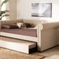Baxton Studio Mabelle Modern and Contemporary Beige Fabric Upholstered Full Size Daybed with Trundle | Modishstore | Beds
