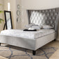 Baxton Studio Viola Glam and Luxe Grey Velvet Fabric Upholstered and Button Tufted King Size Platform Bed with Tall Wingback Headboard | Modishstore | Beds