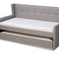 baxton studio giorgia modern and contemporary grey fabric upholstered twin size daybed with trundle | Modish Furniture Store-2