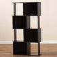 Baxton Studio Riva Modern and Contemporary Dark Brown Finished Geometric Wood Bookshelf | Modishstore | Bookcases - 2
