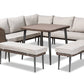 baxton studio lillian modern and contemporary light grey upholstered and brown finished 5 piece woven rattan outdoor patio set | Modish Furniture Store - 4