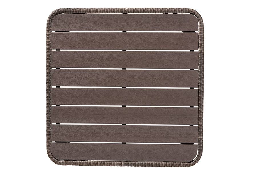 baxton studio lillian modern and contemporary light grey upholstered and brown finished 5 piece woven rattan outdoor patio set | Modish Furniture Store - 7