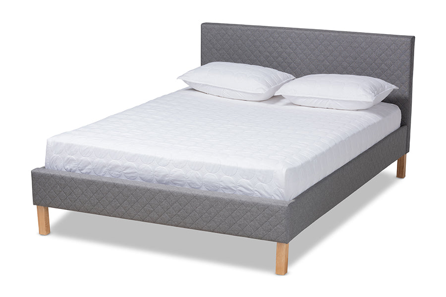 baxton studio aneta modern and contemporary grey fabric upholstered king size platform bed | Modish Furniture Store-2