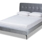 baxton studio ingrid glam and luxe silver grey velvet fabric upholstered king size platform bed | Modish Furniture Store-2