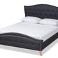 baxton studio felisa modern and contemporary charcoal grey fabric upholstered and button tufted king size platform bed | Modish Furniture Store-2