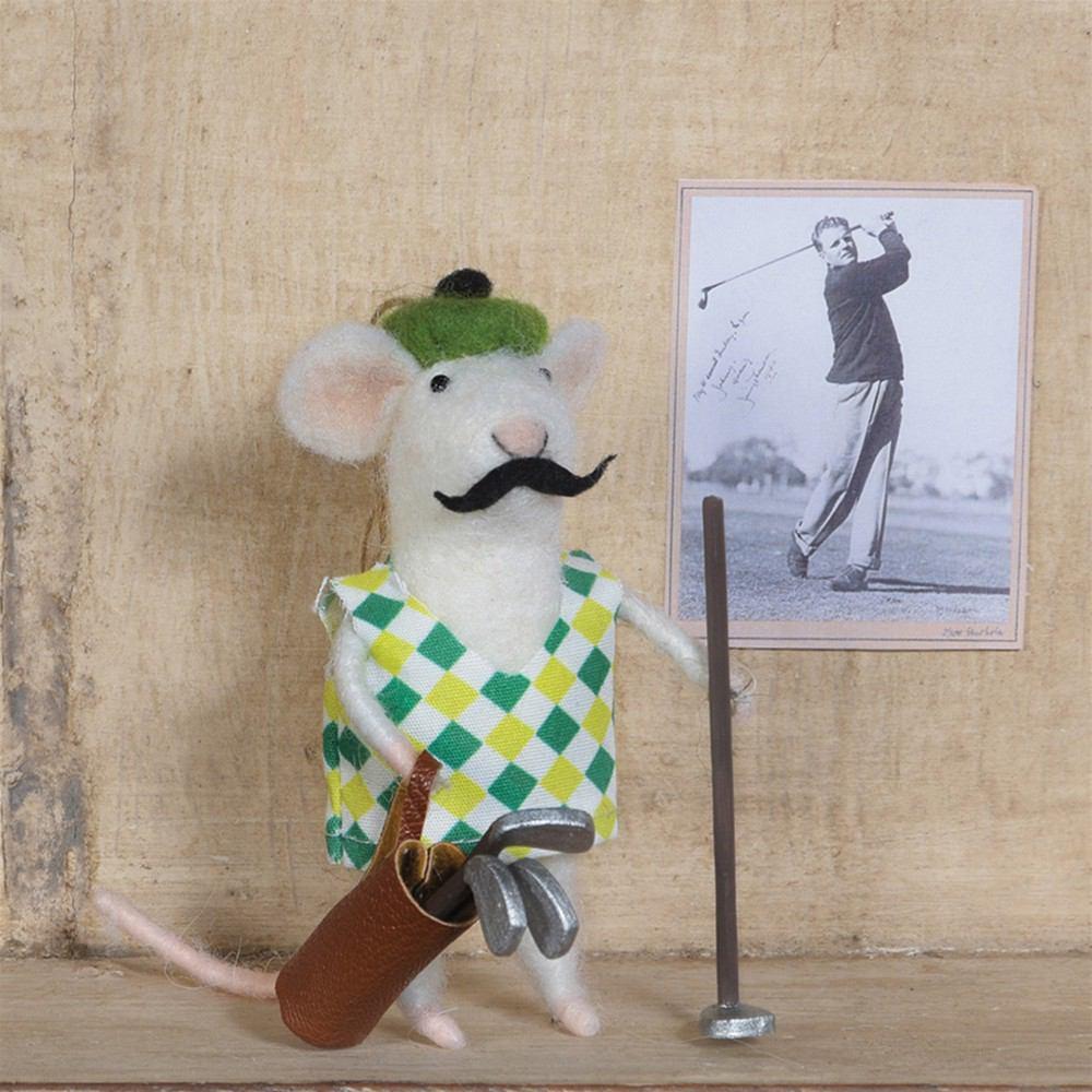 HomArt Felt Golfer Mouse Ornament - Set of 6 - Feature Image | Modishstore | Holiday