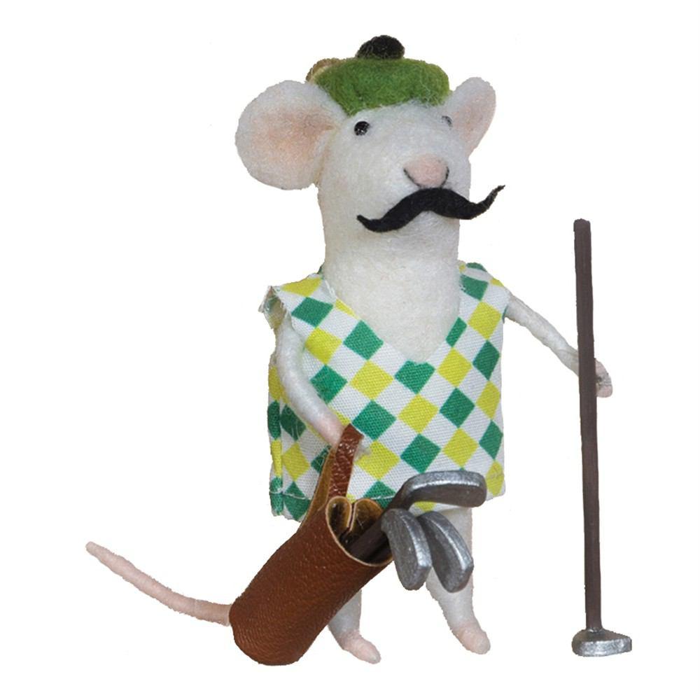 HomArt Felt Golfer Mouse Ornament - Set of 6-2
