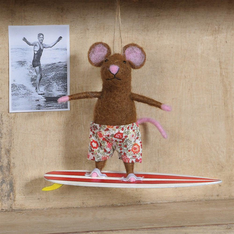 HomArt Felt Surfer Mouse Ornament - Set of 6 - Feature Image | Modishstore | Holiday