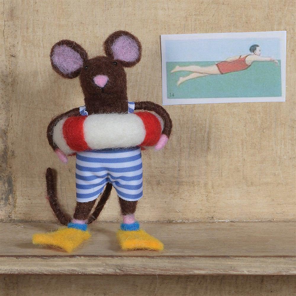 HomArt Felt Swimmer Guy Mouse Ornament - Set of 6 | Modishstore | Holiday