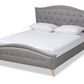 baxton studio felisa modern and contemporary grey fabric upholstered and button tufted king size platform bed | Modish Furniture Store-2