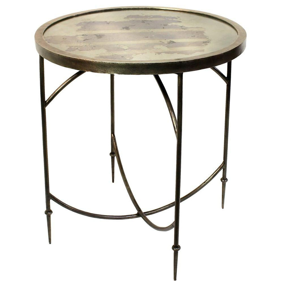 HomArt Carrefour Mirrored Side Table - Antique Nickle & Antique Mirror-3