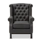 baxton studio charrette transitional gray fabric upholstered button tufted armchair | Modish Furniture Store-3