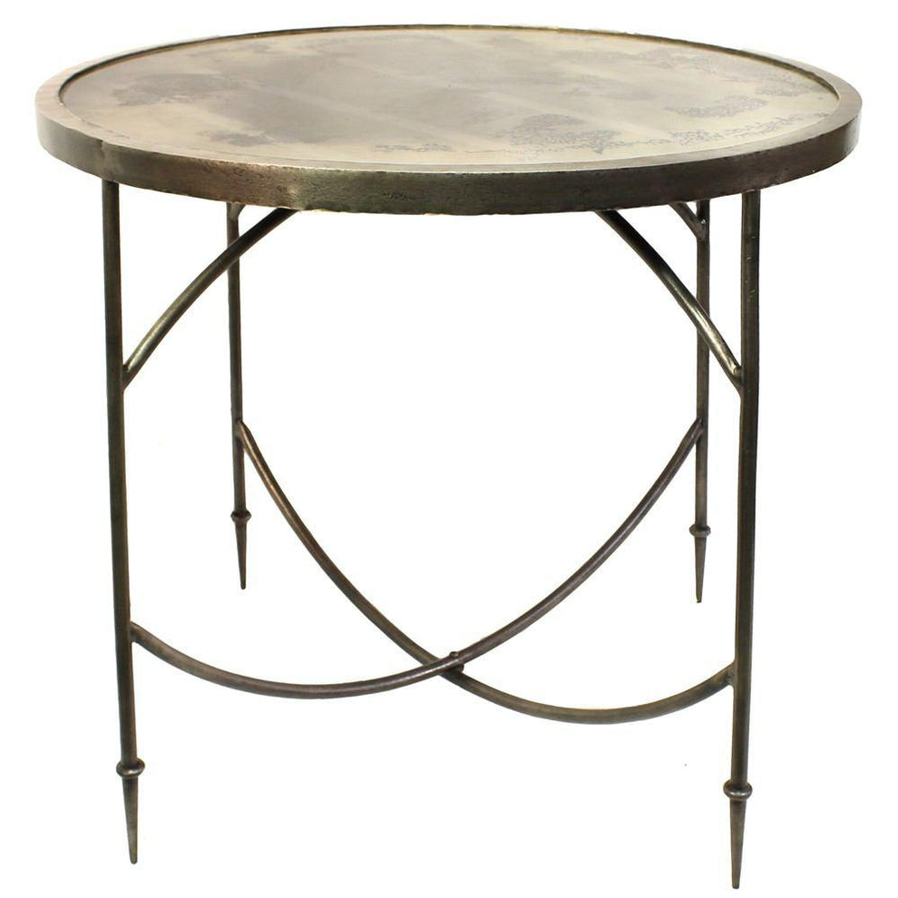 HomArt Carrefour Mirrored Table - Antique Nickle & Antique Mirror-2