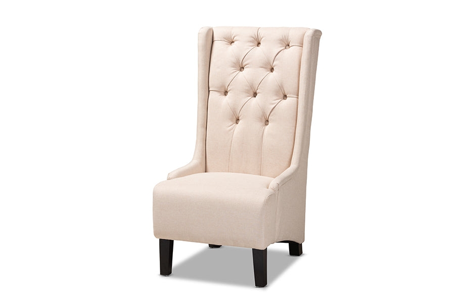 baxton studio dorais transitional beige fabric upholstered accent chair | Modish Furniture Store-2