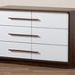 Baxton Studio Mette Mid-Century Modern Two-Tone White and Walnut Finished 6-Drawer Wood Dresser | Modishstore | Drawers