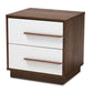 baxton studio mette mid century modern two tone white and walnut finished 2 drawer wood nightstand | Modish Furniture Store-2