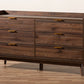 Baxton Studio Lena Mid-Century Modern Walnut Brown Finished 6-Drawer Wood Dresser | Modishstore | Drawers