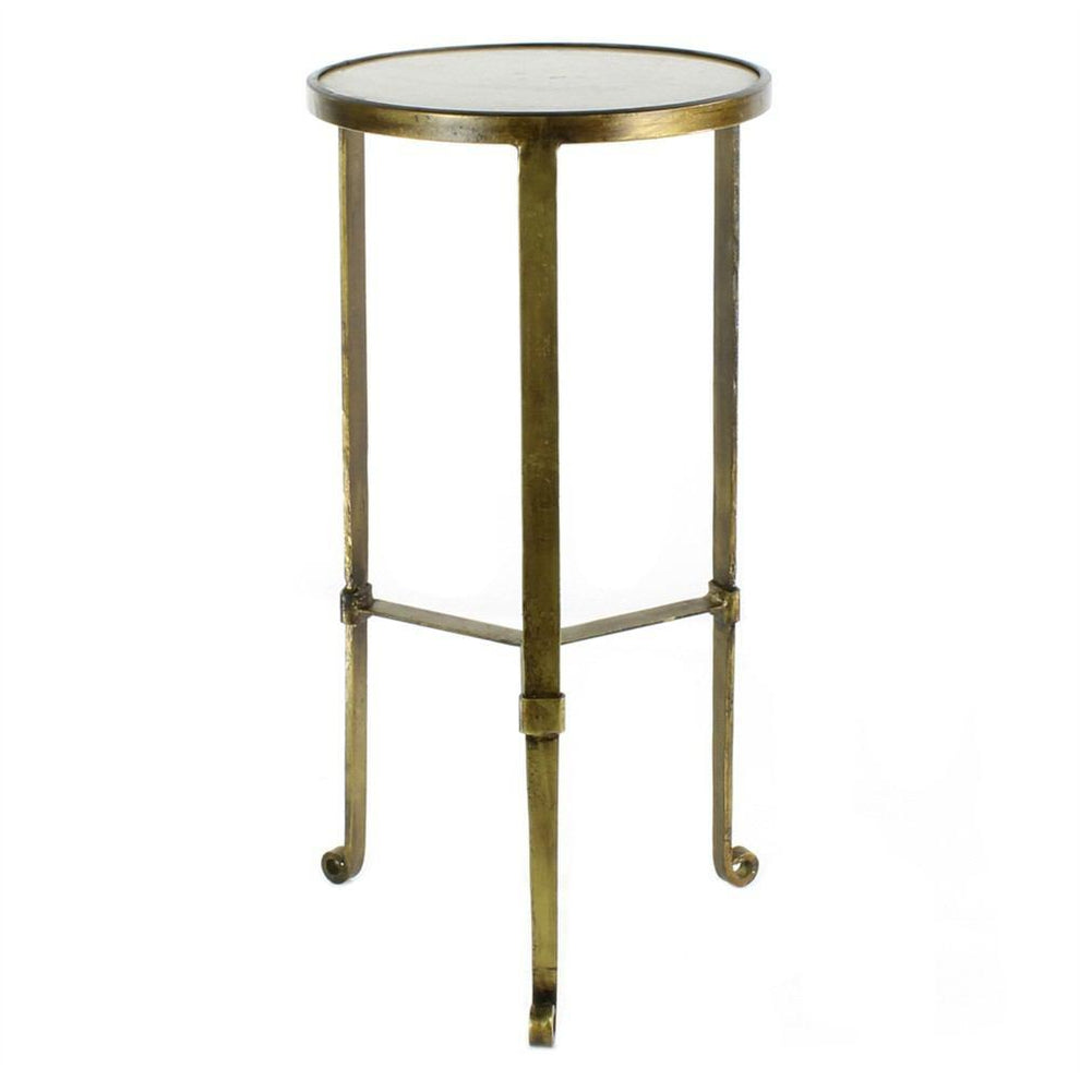 HomArt Savoy Iron & Stone Side Table - Antique Brass with White Marble-3