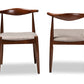 Baxton Studio Aeron Mid-Century Modern Light Gray Fabric Upholstered Walnut Finished Wood Dining Chair Set of 2 | Modishstore | Dining Chairs - 3