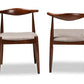Baxton Studio Aeron Mid-Century Modern Light Gray Fabric Upholstered Walnut Finished Wood Dining Chair Set of 2 | Modishstore | Dining Chairs - 3
