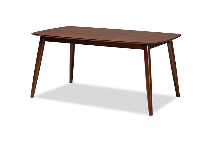 baxton studio edna mid century modern walnut finished wood dining table | Modish Furniture Store-2