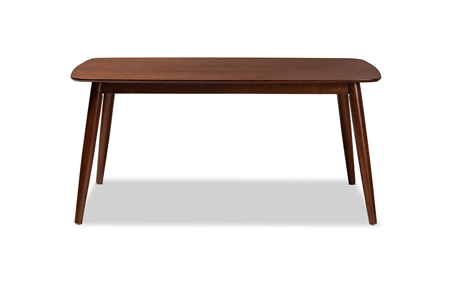 baxton studio edna mid century modern walnut finished wood dining table | Modish Furniture Store-3