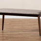 Baxton Studio Flora Mid-Century Modern Light Grey Fabric Upholstered Walnut Finished Wood Dining Bench | Modishstore | Stools & Benches