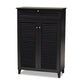 baxton studio coolidge modern and contemporary dark grey finished 5 shelf wood shoe storage cabinet with drawer | Modish Furniture Store-2