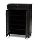 baxton studio coolidge modern and contemporary dark grey finished 5 shelf wood shoe storage cabinet with drawer | Modish Furniture Store-3