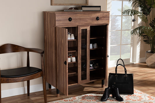Baxton Studio Valina Modern and Contemporary 2-Door Wood Entryway Shoe Storage Cabinet with Drawer | Modishstore | Cabinets