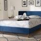Baxton Studio Frida Glam and Luxe Royal Blue Velvet Fabric Upholstered Queen Size Bed | Modishstore | Beds